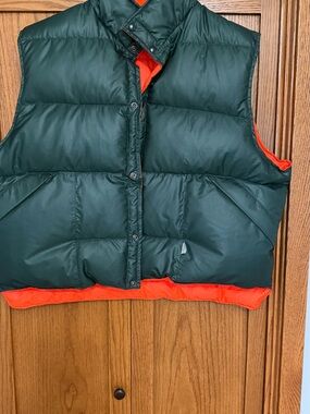 Source Unknown Dark Green Puffer Vest with Orange Lining